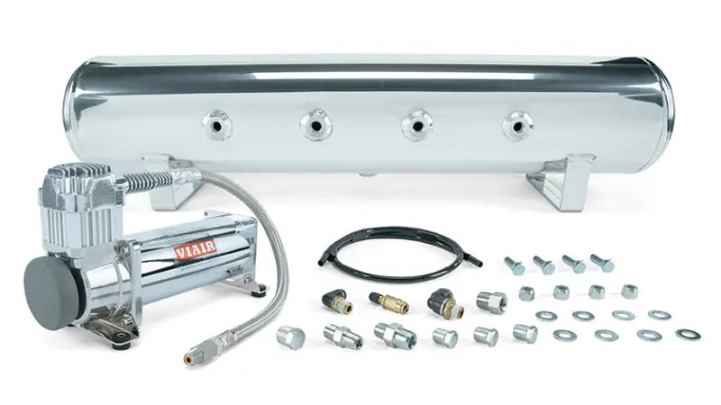 Air Lift 4 Gal. 7-Port Tank w/ Viair 444c Chrome Compressor (Incl. Fittings & Mounting Hardware) - Suspension