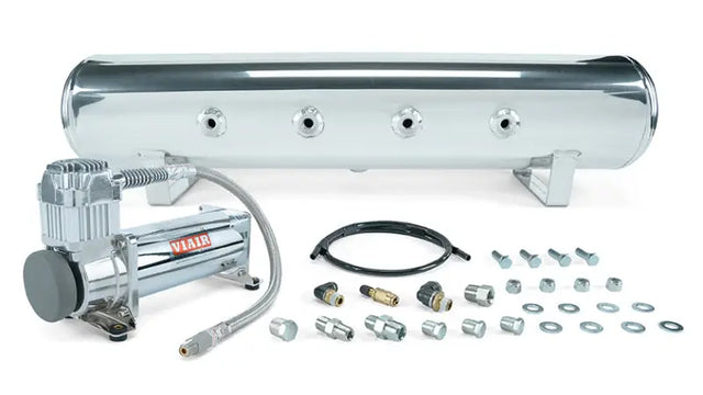 Air Lift 4 Gal. 7-Port Tank w/ Viair 444c Chrome Compressor (Incl. Fittings & Mounting Hardware) - Suspension