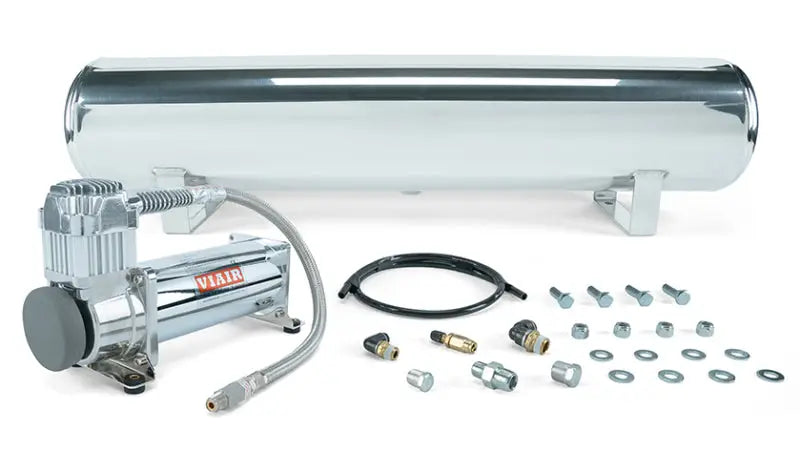 Air Lift 4 Gal. Polished Tank w/ Viair 444c Chrome Compressor (Incl. Fittings & Mounting Hardware) - Suspension