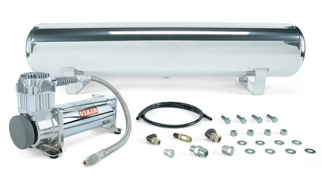 Air Lift 4 Gal. Polished Tank w/ Viair 444c Chrome Compressor (Incl. Fittings & Mounting Hardware) - Suspension