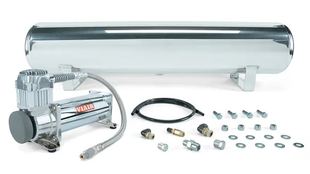 Air Lift 4 Gal. Polished Tank w/ Viair 444c Chrome Compressor (Incl. Fittings & Mounting Hardware) - Suspension