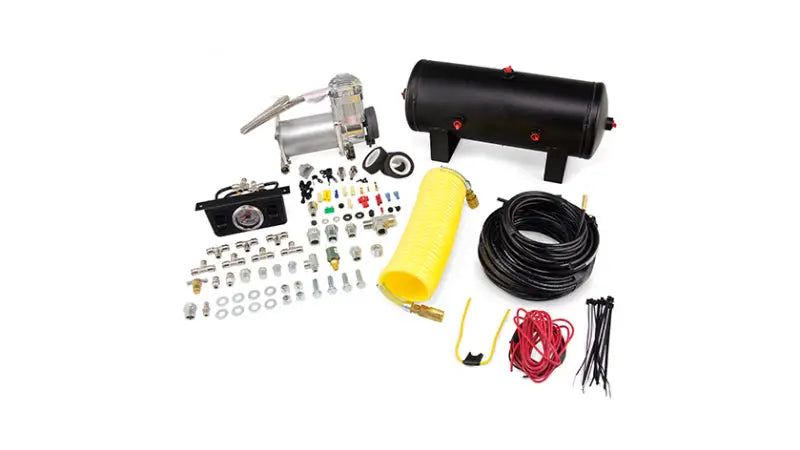 Air Lift Double Quickshot Compressor System with tank hoses and fittings for easy inflation