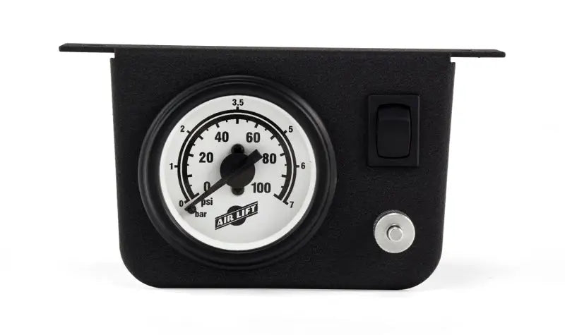 Black air lift load controller gauge panel with switch and button for easy lift load control