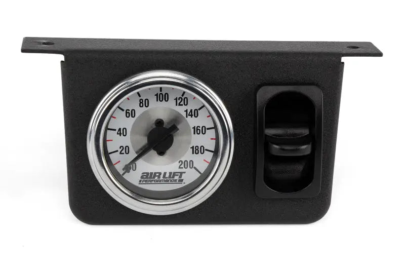 Black air lift Quick Shot Compressor System panel with chrome gauge and rocker switch