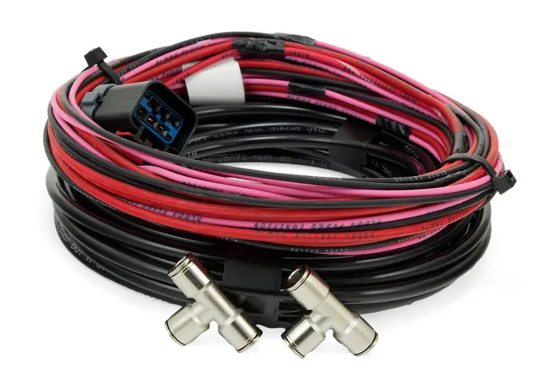 Coiled electrical wiring with multi-pin connector and T-fittings for Air Lift Wireless One