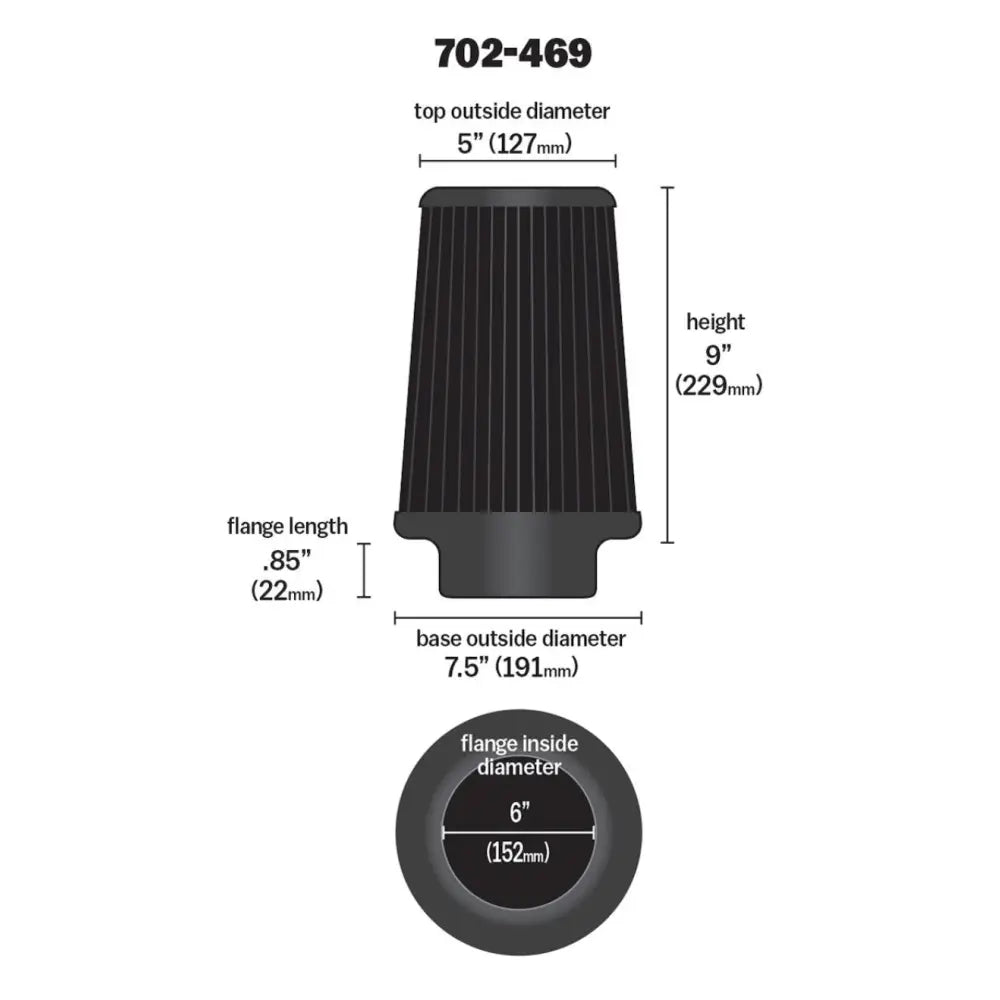 Airaid 702-469 Airaid Universal Air Filter - Cone 6 x 7 1/4 x 5 x 9 - Blue SynthaMax