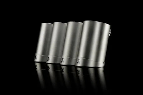 Four brushed metal exhaust tips from the Akrapovic tail pipe set for BMW M3 E90