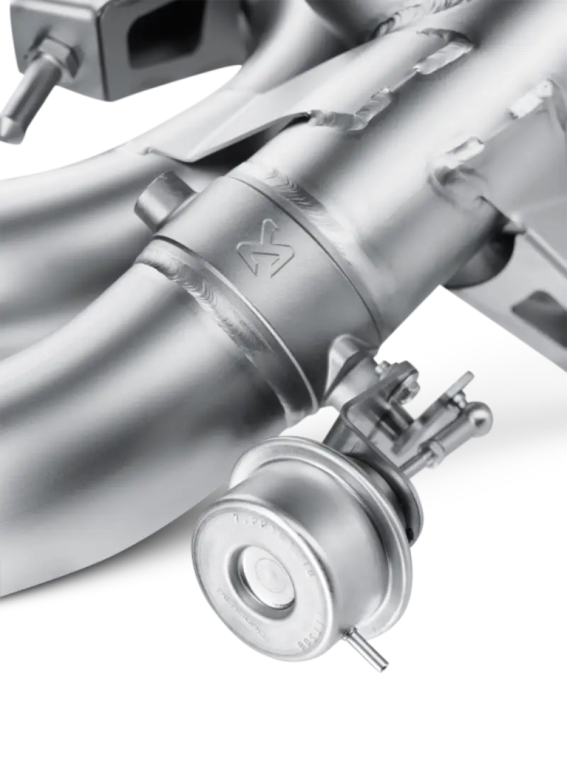 Silver metal exhaust component for AMG SLS Coupe Evolution Line cat back system