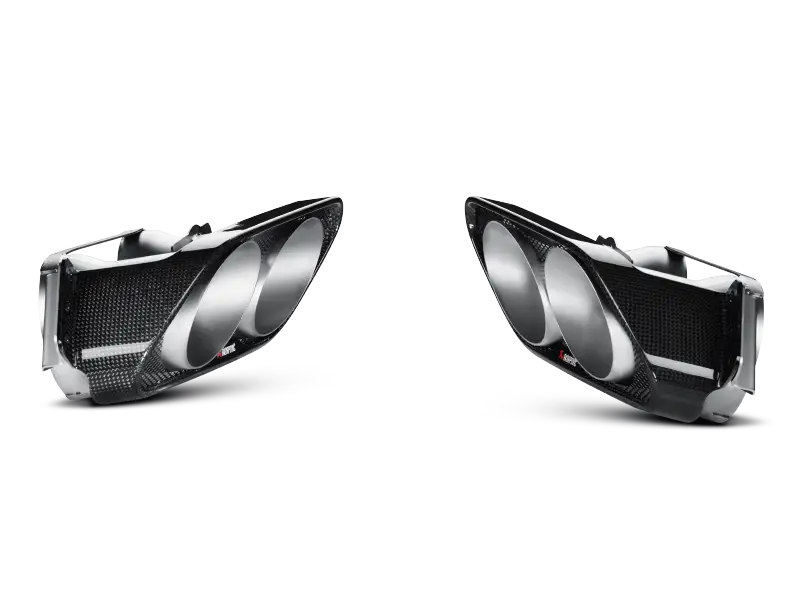 Dual exhaust tips on Akrapovic AMG SLS Coupe Evolution Line cat back titanium exhaust