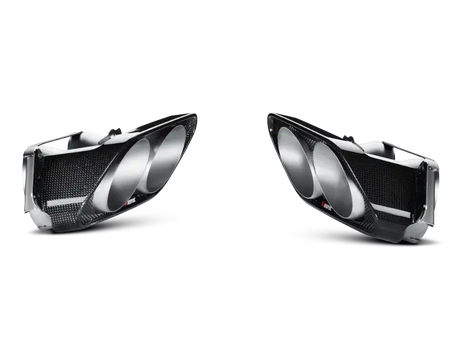 Dual exhaust tips on Akrapovic AMG SLS Coupe Evolution Line cat back titanium exhaust
