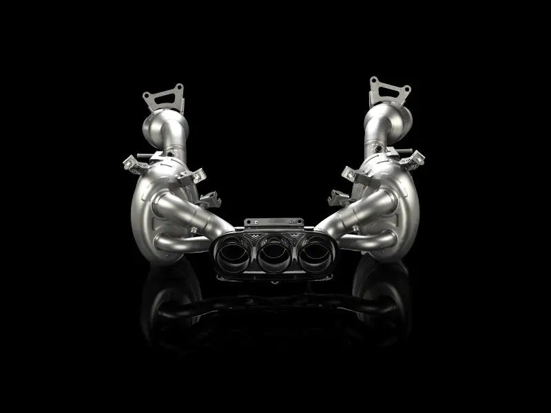 Akrapovic slip-on line exhaust with titanium dual pipes and carbon tips for Ferrari 458