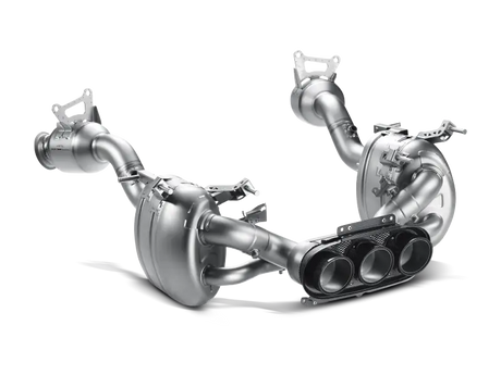 Silver performance slip-on line exhaust with carbon tips for Ferrari 458 Italia/Spyder