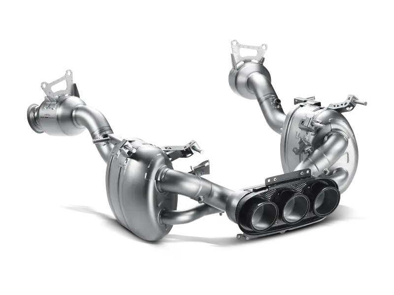 Silver performance slip-on line exhaust with carbon tips for Ferrari 458 Italia/Spyder