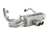 Silver car exhaust system with titanium tips for Porsche Boxster slip-on line