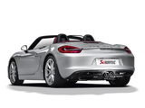 Silver convertible Porsche Boxster with Titanium Tips Slip-On Line exhaust system