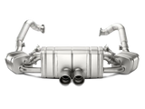 Silver car exhaust system with titanium tips for Porsche Boxster slip-on line upgrade
