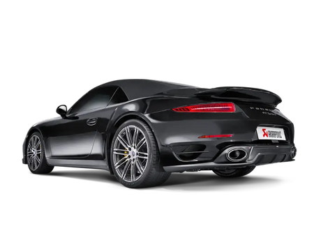 Black Convertible Sports Car with Akrapovic 14-15 Porsche 911 Turbo Slip-On Line with Carbon Titanium Tips