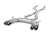 Silver performance exhaust system with quad tips for BMW X5M Evolution Line Cat F85