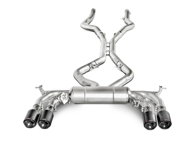Stainless steel exhaust with quad carbon fiber tips for BMW X5M Evolution Line Cat