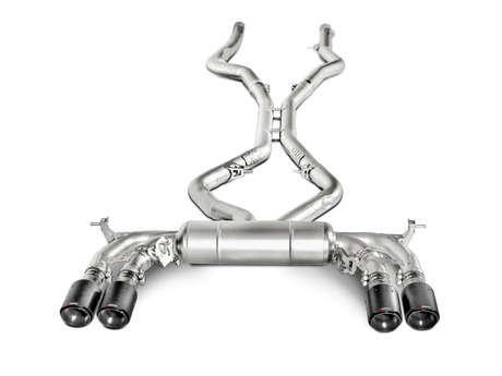 Stainless steel exhaust with quad carbon fiber tips for BMW X5M Evolution Line Cat