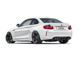 White BMW M2 F87 coupe with Evolution Line Cat Titanium exhaust and Carbon Tips