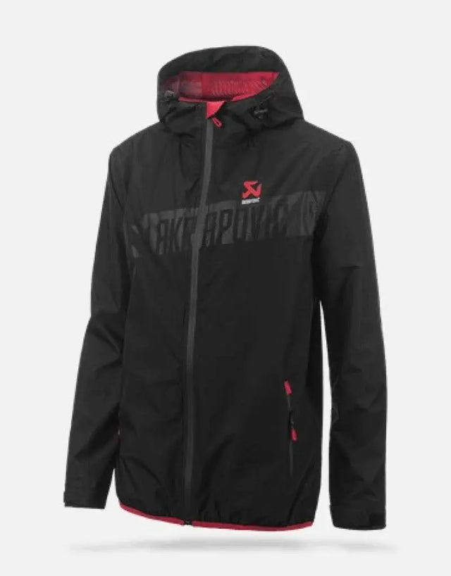 Black Akrapovic Mens Corpo windbreaker with red accents, perfect for mens corpo style