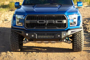 Blue Ford Raptor truck with al-fbm35fdn-rt ici stainles aluminum front bumper