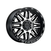 Black and white Alamo G-Black Machined off-road wheel with rugged design and matte finish