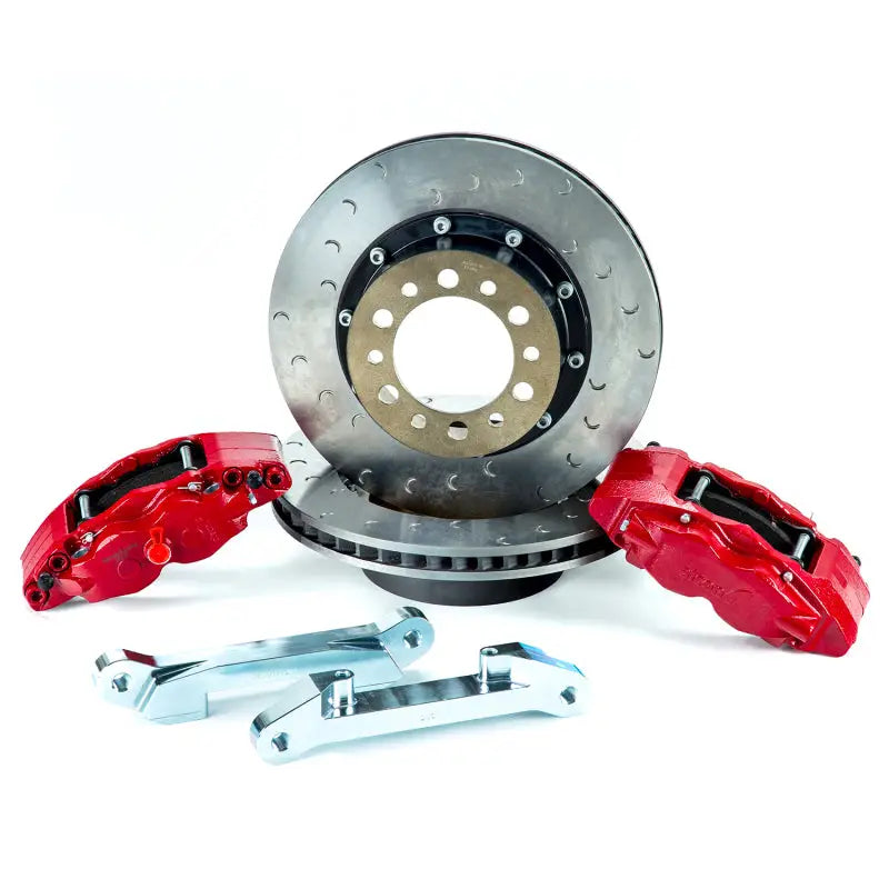 Alcon 07+ Jeep JK w/ 5x5.5in Hub 355x22mm Rotor 4-Piston Red Calipers Rear Brake Upgrade Kit - BKR5059D16