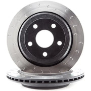 Alcon rear brake rotor kit for Jeep JK with black silver slotted rotors