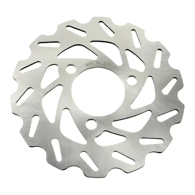 Silver metal brake rotor from All Balls 18-0004 for better braking performance and corrosion resistance