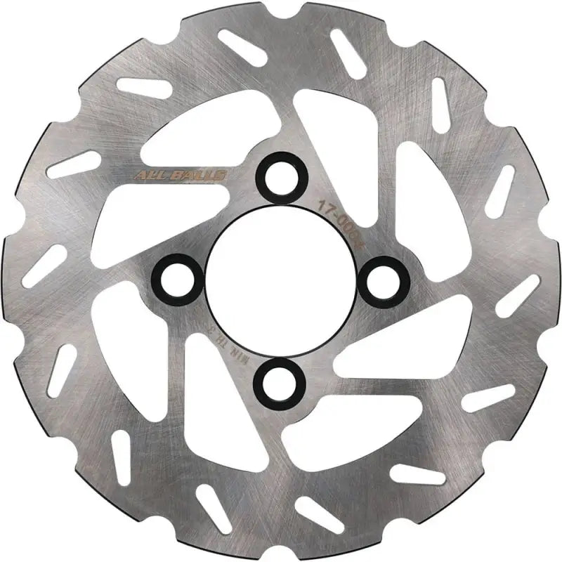 Silver metal brake rotor for better braking performance and corrosion resistance in All Balls 18-0004