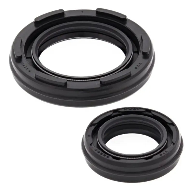Image of two black rubber crank shaft oil seals in All Balls 24-2025 Crank Shaft Seal Kit