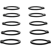 Ten black countershaft clip snap rings for outer seal replacement in All Balls 25-6014