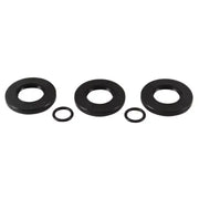 Three sets of black metal washers and o-rings.