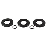 Three sets of black metal washers and o-rings.
