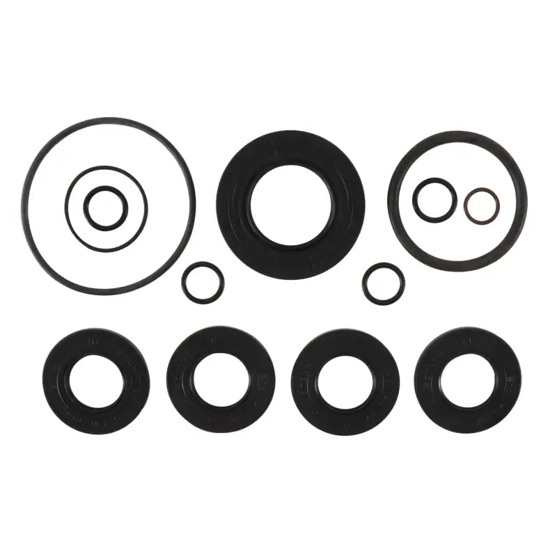 Assorted black rubber seals from All Balls 25-7110 Transmission Seal Kit, perfect seal kit for transmission seal replacement