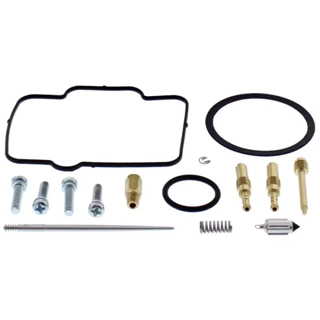 All Balls 26-10033 carburetor rebuild kit with gaskets, jets, O-rings, screws, and float needle