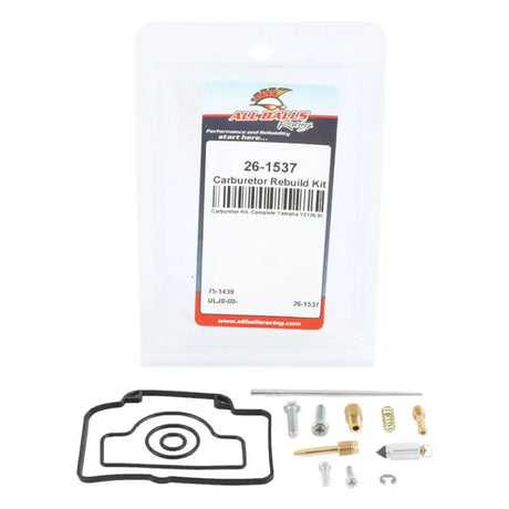 All Balls Racing 26-1537 carburetor rebuild kit with assorted components for easy rebuilds