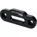 Black metal hawse fairlead with 2 mounting holes for reliable winching and winch rope use