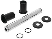 Shiny metal cylinder with black bushings and washers.