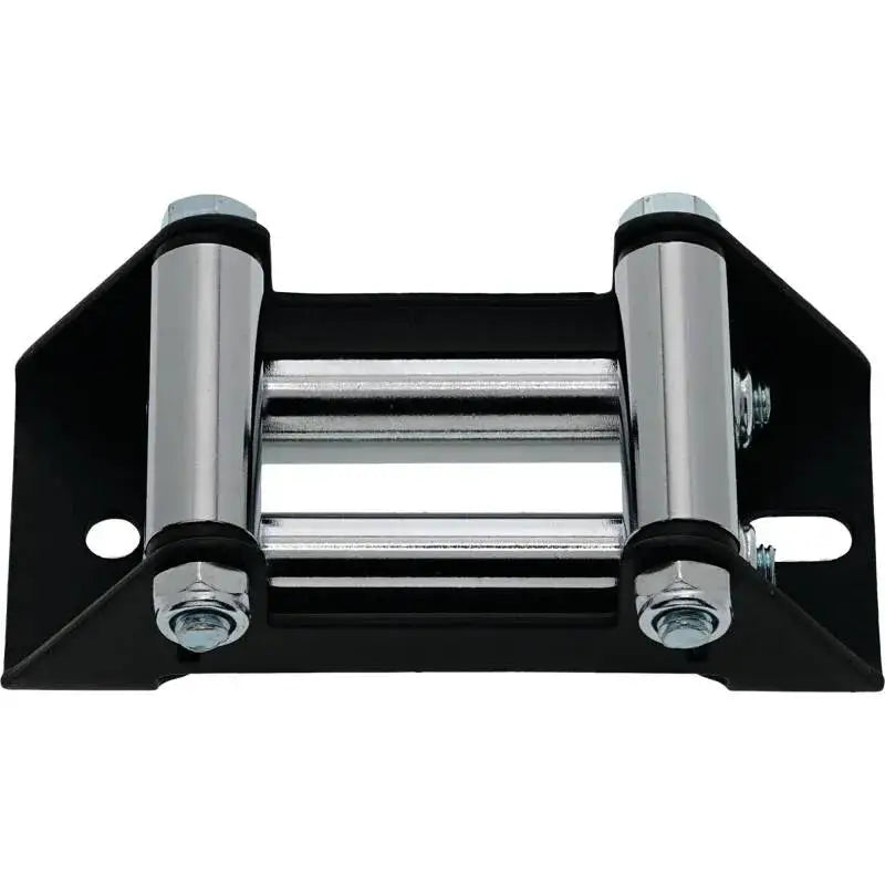 Black and chrome Balls Racing winch roller fairlead on sturdy bracket