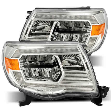 AlphaRex 05-11 Toyota Tacoma LUXX Crystal Headlights Plank Style Chrome w/Activation Light/DRL - Truck & Automotive