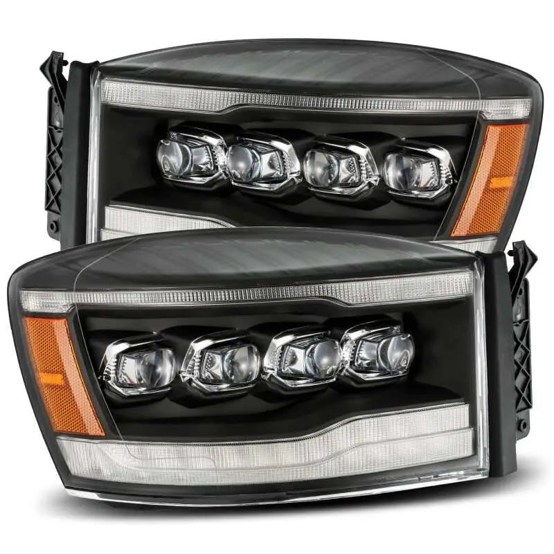 AlphaRex 880536 AlphaRex 06-08 Dodge Ram 1500HD NOVA LED ProjHeadlights Plank Style Blk w/Seq Signal/DRL/Amber LED