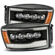 AlphaRex 880536 AlphaRex 06-08 Dodge Ram 1500HD NOVA LED ProjHeadlights Plank Style Blk w/Seq Signal/DRL/Amber LED