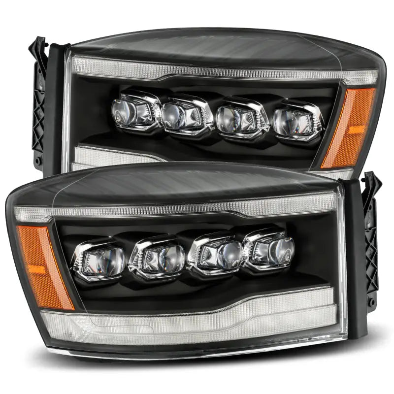 AlphaRex 880536 AlphaRex 06-08 Dodge Ram 1500HD NOVA LED ProjHeadlights Plank Style Blk w/Seq Signal/DRL/Amber LED