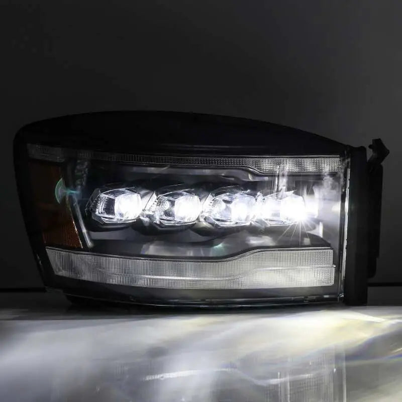 AlphaRex 880536 AlphaRex 06-08 Dodge Ram 1500HD NOVA LED ProjHeadlights Plank Style Blk w/Seq Signal/DRL/Amber LED