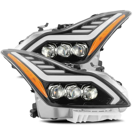 AlphaRex 08-13 Infiniti G37 NOVA LED Projector Headlights Plank Style Design Gloss Black - Truck & Automotive
