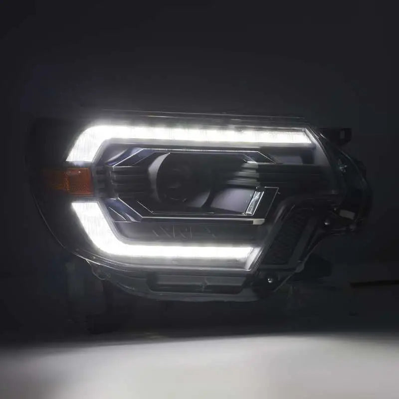 AlphaRex 12-15 Toyota Tacoma LUXX LED Projector Headlights Plank Style Alpha Black w/DRL - Truck & Automotive