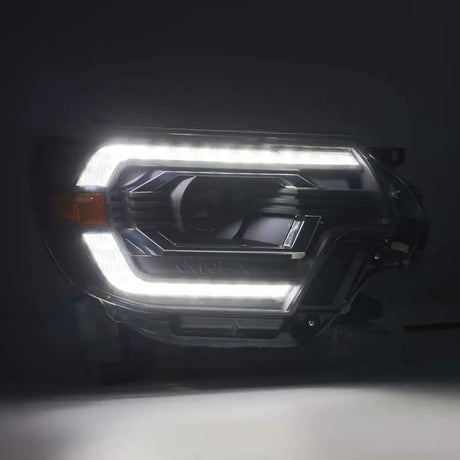 AlphaRex 12-15 Toyota Tacoma LUXX LED Projector Headlights Plank Style Alpha Black w/DRL - Truck & Automotive